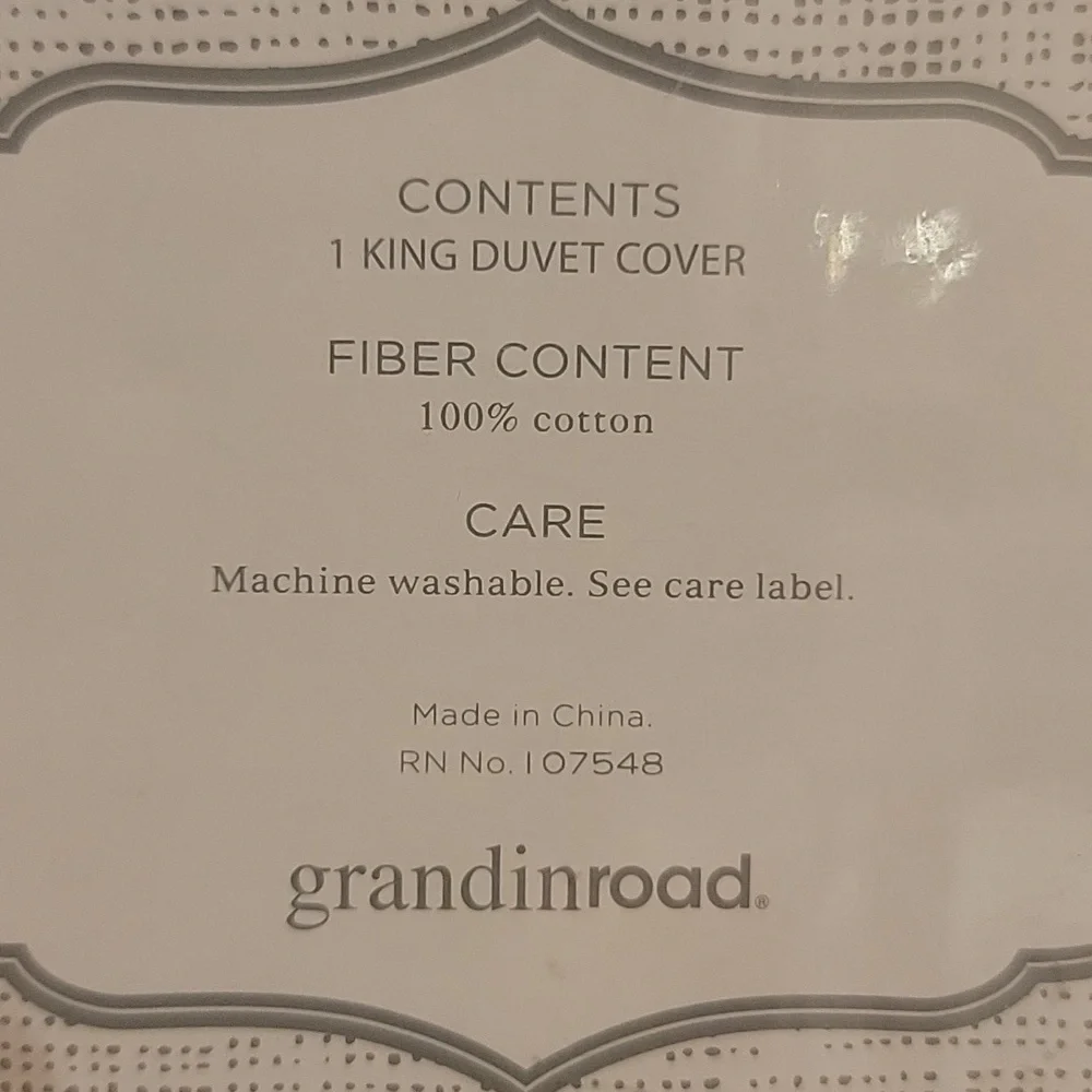 NEW IN PACKAGE Grandin Road Gianna Medallion Duvet Cover Cotton KING BinY